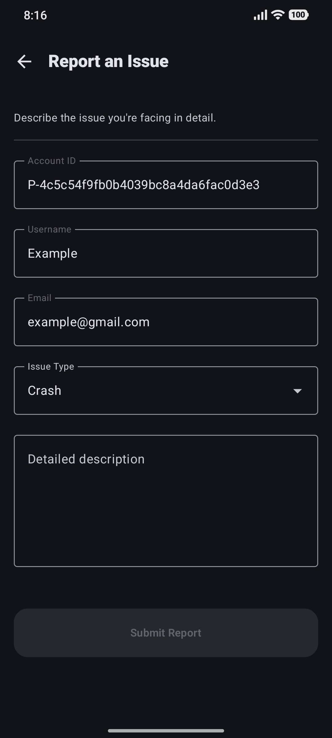 Report an Issue Form